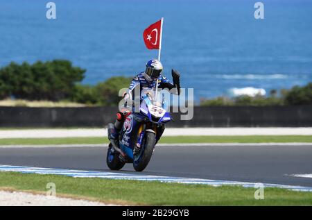 Toprak Razgatlioglu (TUR), Yamaha YZF R1, WorldSBK 2020. Superspole De Tissot. Circuit Phillip Island, Victoria, Australie. 29 février 2020 Banque D'Images