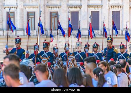 Montevideo, URUGUAY, MARS - 2020 - la garde militaire comme défilé d'Assomption de Lacalle Pou Herrera en tant que nouveau président de la république uruguayenne Banque D'Images