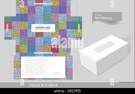 Motif zèbre coloré abstrait sur une boîte de demi-tissu, modèle à des fins commerciales créatives, placez votre texte et vos logos et prêt à imprimer Illustration de Vecteur