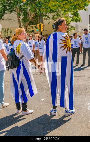 Montevideo, URUGUAY, MARS - 2020 - célébration agissent comme l'hypothèse de Lacalle Pou Herrera en tant que nouveau président de la république uruguayenne Banque D'Images