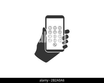 Clavier, icône smartphone dans la main. Illustration vectorielle, conception plate. Illustration de Vecteur