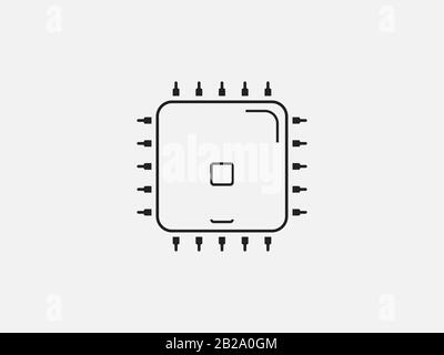 Processeur, icône du processeur. Illustration vectorielle, conception plate. Illustration de Vecteur