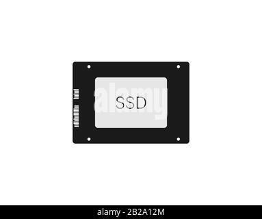 Disque SSD, icône ssd. Illustration vectorielle, conception plate. Illustration de Vecteur