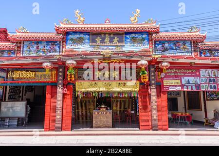 Bâtiment de style chinois décoré avec ornement, Thaïlande Banque D'Images