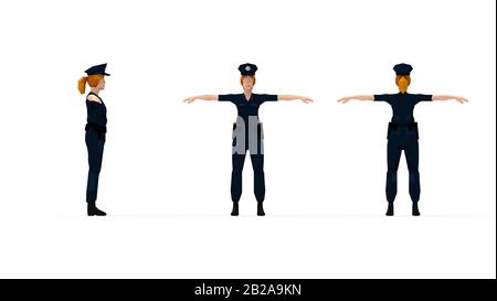 Le rendu tridimensionnel d'un policier généré par ordinateur a été isolé Banque D'Images