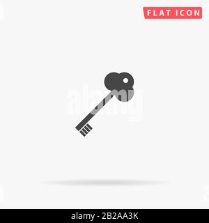Ancienne icône vectorielle plate clé. Signe de style glyphe. Symbole d'illustrations simples tracées à la main pour les infographies de concept, les projets de conception, l'interface utilisateur et l'UX, le site Web ou M. Illustration de Vecteur