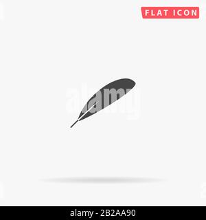 Icône vectorielle plate de plume. Signe de style glyphe. Symbole d'illustrations simples tracées à la main pour les infographies de concept, les projets de conception, l'interface utilisateur et l'UX, le site Web ou M. Illustration de Vecteur