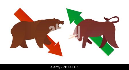 Illustration de Bull et de Bear Market Vector Illustration de Vecteur