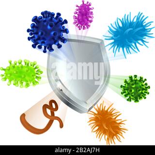 Cellules De L'Écran Anti-Virus Du Vaccin Ou Icône Antibactérienne Illustration de Vecteur