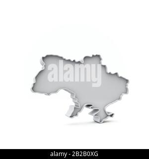 Ukraine carte simple en gris blanc. Rendu 3D Banque D'Images