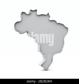 Brésil carte simple en 3 dimensions en gris blanc. Rendu 3D Banque D'Images