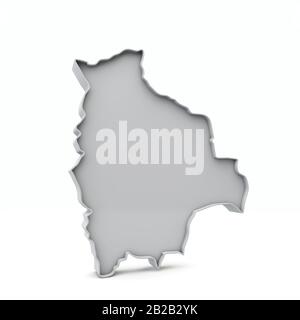 Bolivie carte simple en 3 dimensions en gris blanc. Rendu 3D Banque D'Images