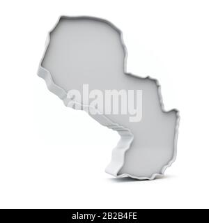 Paraguay carte simple en 3 dimensions en gris blanc. Rendu 3D Banque D'Images