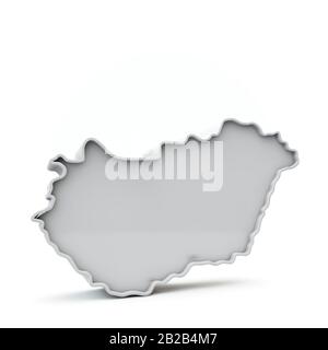 Hongrie carte simple en gris blanc. Rendu 3D Banque D'Images