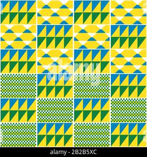 Motif vectoriel sans coutures en afrique tribale avec formes géométriques répétitives, style Kente nwentoma inspiré le design en tissu vectoriel Illustration de Vecteur