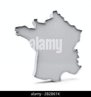 France carte simple en gris blanc. Rendu 3D Banque D'Images