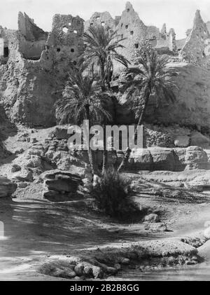 Château décalé dans la ville oasis de Siwa dans le nord-ouest de l'Egypte. Dans le passé, c'était le siège d'un sultan puissant. Banque D'Images