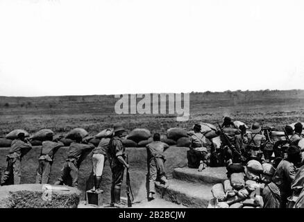 Le lieutenant allemand Schaefer pendant la première Guerre mondiale dans une bataille pour le Cameroun. Photo non datée. Banque D'Images