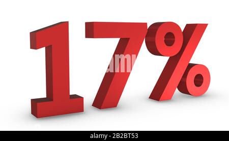 3 D Rouge Brillant nombre W% W isolé sur fond blanc. Banque D'Images