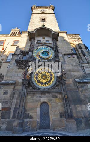 Prague, République tchèque - horloge astronomique dans l'hôtel de ville Banque D'Images