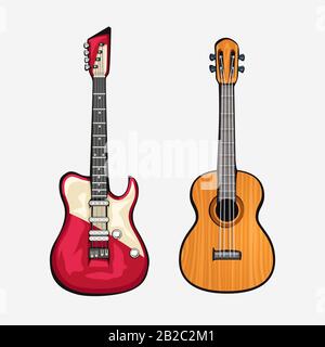 deux guitares différentes vue avant Illustration de Vecteur