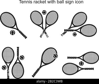 Raquette de tennis avec symbole de boule modèle noir de couleur modifiable. Racket de tennis avec icône en forme de boule symbole en forme d'icône en forme d'Infinity illustration vectorielle plate Illustration de Vecteur