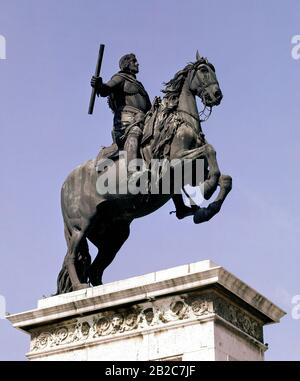 ESTATUA ECUESTRE DE FELIPE IV - SIGLO XVII Auteur: Pietro TACCA. EMPLACEMENT: PLAZA DE ORIENTE. MADRID. ESPAGNE. FELIPE III HIJO. MARGUERITE D'AUTRICHE HIJO. AUTRICHE MARGARITA HIJO. FELIPE IV REY DE ESPAÑA. Banque D'Images