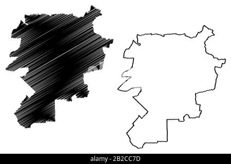 Lublin City (République de Pologne) illustration vectorielle de carte, esquisse de griffonnage carte de la ville de Lublin Illustration de Vecteur