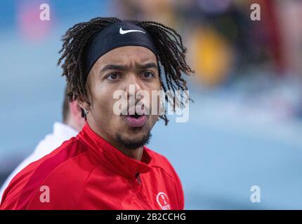 Leipzig, Allemagne. 23 février 2020. Athletics/hall: Championnat allemand, coffre-fort de poteau, hommes: BO Kanda Lita Baehre (TSV Bayer 04 Leverkusen) dans la compétition de coffre-fort de poteau. Crédit: Jens Büttner/dpa-Zentralbild/ZB/dpa/Alay Live News Banque D'Images