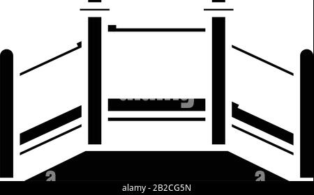 Accueil escalier icône noire, illustration conceptuelle, symbole vectoriel plat, signe glyphe. Illustration de Vecteur