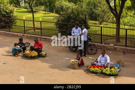 Vendeurs de légumes à Fatehpur Sikri, Inde Banque D'Images