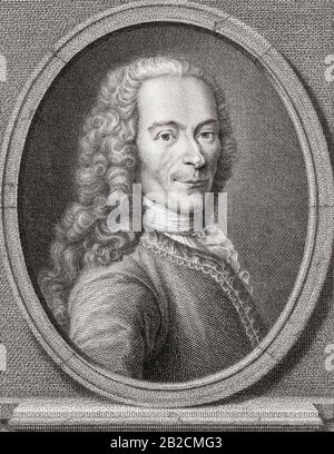 François-Marie Arouet, 1694 – 1778, plus connu par son nom de plume de Voltaire. Écrivain, historien et philosophe français des lumières. Banque D'Images