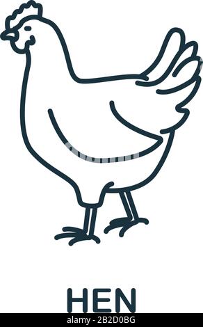 Icône de poule provenant de la collection d'animaux domestiques. Symbole Hen d'élément de ligne simple pour les modèles, la conception Web et les infographies Illustration de Vecteur