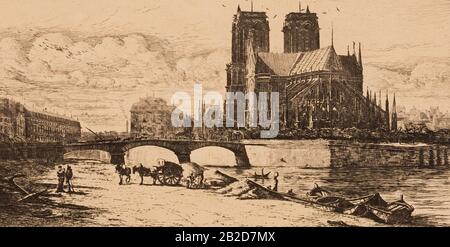 L'Abside de notre Dame de Paris, 1854 Banque D'Images