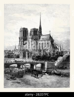 Notre-Dame--Église Cathédrale De Paris Banque D'Images