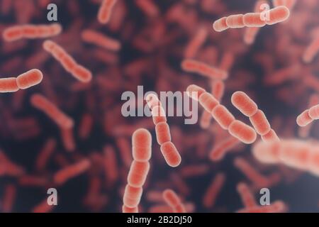 Cellules rouges de la pneumonie à Streptococcus. Arrière-plan de rendu tridimensionnel Banque D'Images