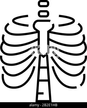 Icône de ligne de structure osseuse sternum, signe de concept, illustration vectorielle de contour, symbole linéaire. Illustration de Vecteur