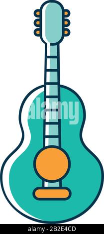 classique guitare instrument corde mélodie musique vecteur illustration ligne et style de remplissage Illustration de Vecteur