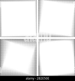Jeu de quatre cadres demi-tons carrés noirs vectoriels pour votre logo ou tout autre modèle Illustration de Vecteur