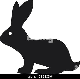 Modèle d'icône Bunny couleur noire modifiable. Symbole d'icône Bunny illustration vectorielle plate pour la conception graphique et Web. Illustration de Vecteur