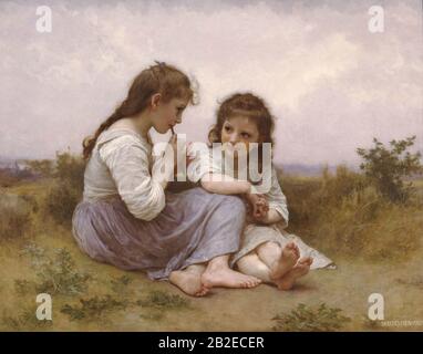 Une enfance Idyll (1900) peinture académique française de William-Adolphe Bouguereau - Image De très haute résolution et de qualité Banque D'Images