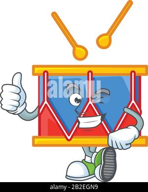 Une icône de mascotte de tambour d'indépendance faisant de Thumbs un geste vers le haut Illustration de Vecteur
