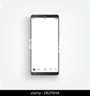 Smartphone noir réaliste moderne. Smartphone avec style latéral, illustration vectorielle 3D du téléphone portable. Illustration de Vecteur