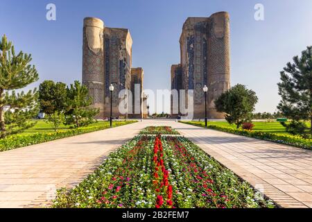 Palais AK Saray, le matin, Shahrisabz, ou Shakhrisabz, région de Qashqadaryo, Ouzbékistan, Asie centrale, Asie Banque D'Images