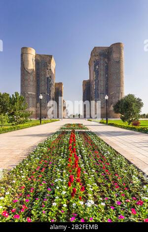 Palais AK Saray, le matin, Shahrisabz, ou Shakhrisabz, région de Qashqadaryo, Ouzbékistan, Asie centrale, Asie Banque D'Images