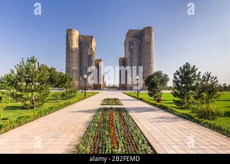 Palais AK Saray, le matin, Shahrisabz, ou Shakhrisabz, région de Qashqadaryo, Ouzbékistan, Asie centrale, Asie Banque D'Images