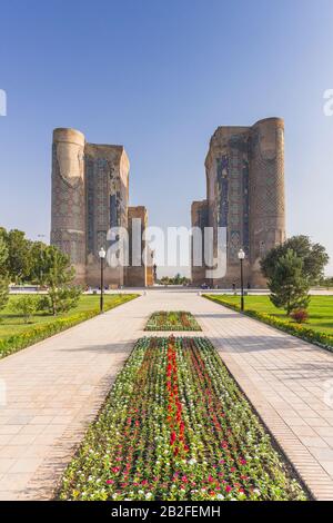 Palais AK Saray, le matin, Shahrisabz, ou Shakhrisabz, région de Qashqadaryo, Ouzbékistan, Asie centrale, Asie Banque D'Images