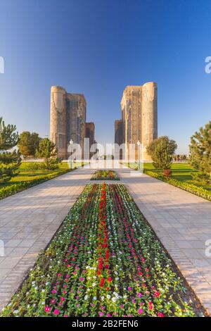 Palais AK Saray, le matin, Shahrisabz, ou Shakhrisabz, région de Qashqadaryo, Ouzbékistan, Asie centrale, Asie Banque D'Images