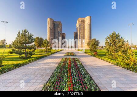 Palais AK Saray, le matin, Shahrisabz, ou Shakhrisabz, région de Qashqadaryo, Ouzbékistan, Asie centrale, Asie Banque D'Images