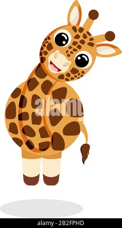 Giraffe dans une image vectorielle de style plat, personnage de dessin animé. Illustration du brut vectoriel plat sur fond blanc Illustration de Vecteur